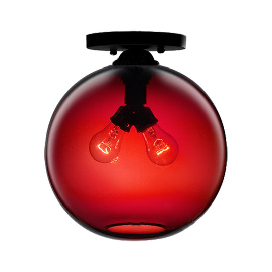 Modern 2 - Head Flushmount Ceiling Lamp With Colorful Glass Shades - Global Mounted Light’ Or