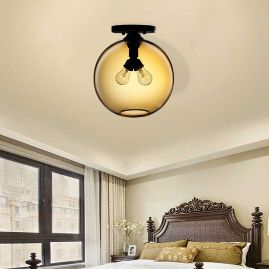 Modern 2 - Head Flushmount Ceiling Lamp With Colorful Glass Shades - Global Mounted Light’ Or