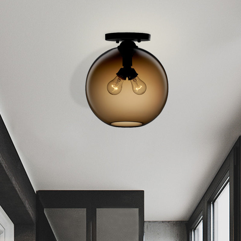 Modern 2 - Head Flushmount Ceiling Lamp With Colorful Glass Shades - Global Mounted Light’ Or