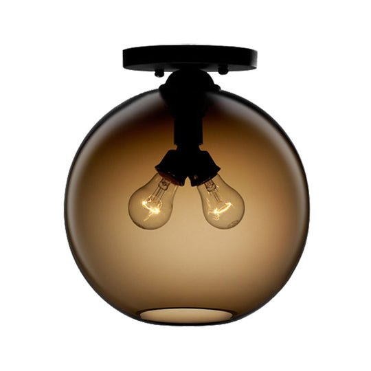 Modern 2 - Head Flushmount Ceiling Lamp With Colorful Glass Shades - Global Mounted Light’ Or