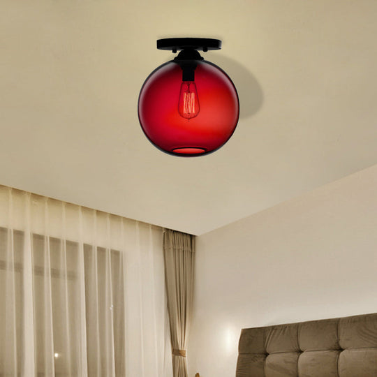 Contemporary Glass Orbit Ceiling Light Fixture - Red/Sky Blue/Amber/Dark Smoke/Coffee 1 Head Indoor