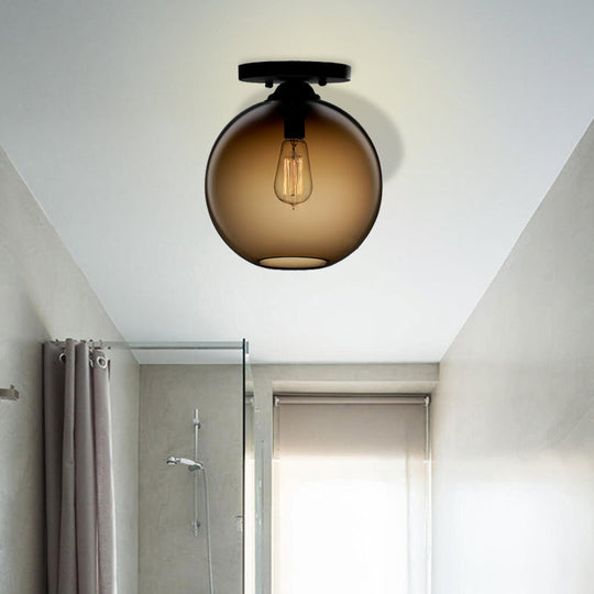 Contemporary Glass Orbit Ceiling Light Fixture - Red/Sky Blue/Amber/Dark Smoke/Coffee 1 Head Indoor