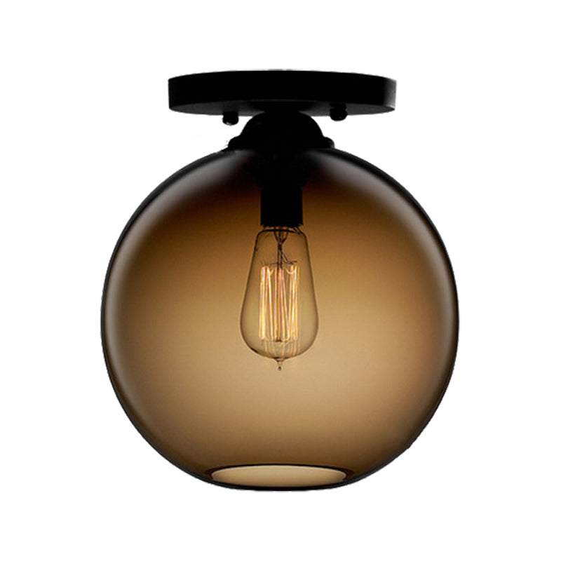 Contemporary Glass Orbit Ceiling Light Fixture - Red/Sky Blue/Amber/Dark Smoke/Coffee 1 Head Indoor