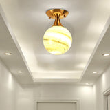White-Yellow/Gray-Blue/Smoke Gray Glass Orb Shade Semi Mount Lighting - Nordic Style 1 Bulb Ceiling