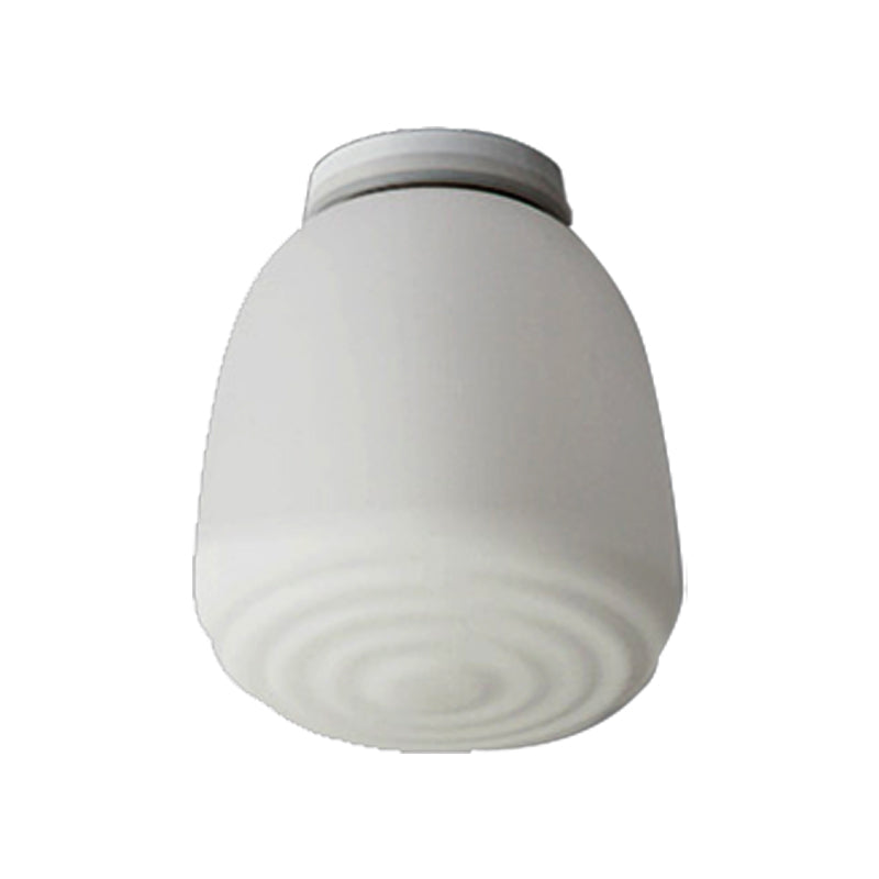 Minimalist 1 Head Flush Mount Lantern Light With Opal Glass Shade For Kitchen - 6’/8’ W Cone