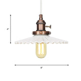 Scalloped Edge Hanging Light Fixture - Ceramic Pendant Ceiling For Industrial Dining Rooms (1 Bulb)