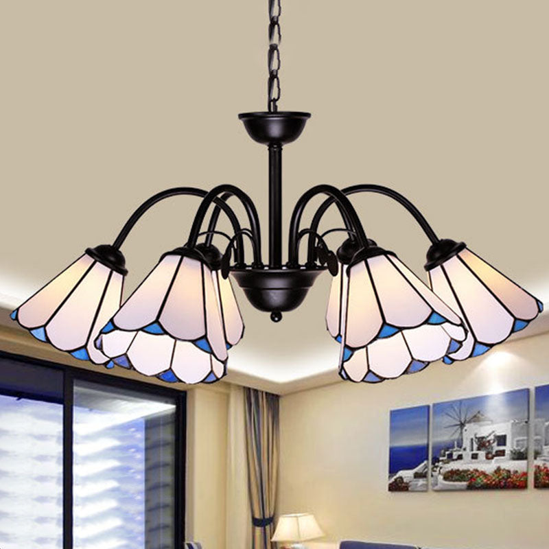 Baroque Black Cut Glass Conical Chandelier Ceiling Pendant Light - 6/8 Lights For Living Room 6 /