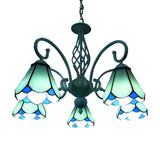 Stylish Arched Chandelier With Tiffany Glass Shades Perfect For Bedroom Pendant Lighting - 5/6/8