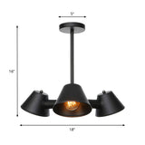 Stylish Industrial Chandelier With Conical Metal Shades And 3 Lights