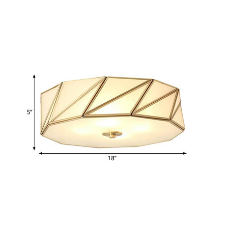 Opal Glass Flush Mount Lamp With Brass Finish - Bedroom Ceiling Fixture (3/4/6 Lights)