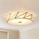 Opal Glass Flush Mount Lamp With Brass Finish - Bedroom Ceiling Fixture (3/4/6 Lights) 6 /