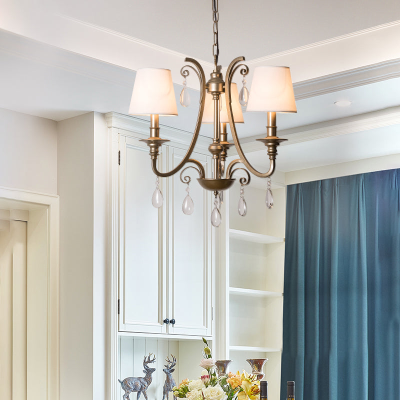 Stylish Modernism Teardrop Chandelier Crystal Pendant Light - Brass Shade Option 3 Bulbs Included