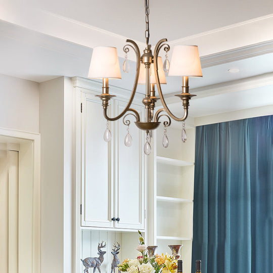 Stylish Modernism Teardrop Chandelier Crystal Pendant Light - Brass Shade Option 3 Bulbs Included