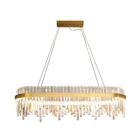 Modern Crystal Led Chandelier Pendant Light For Dining Room - 1-Tier Gold Ceiling Fixture