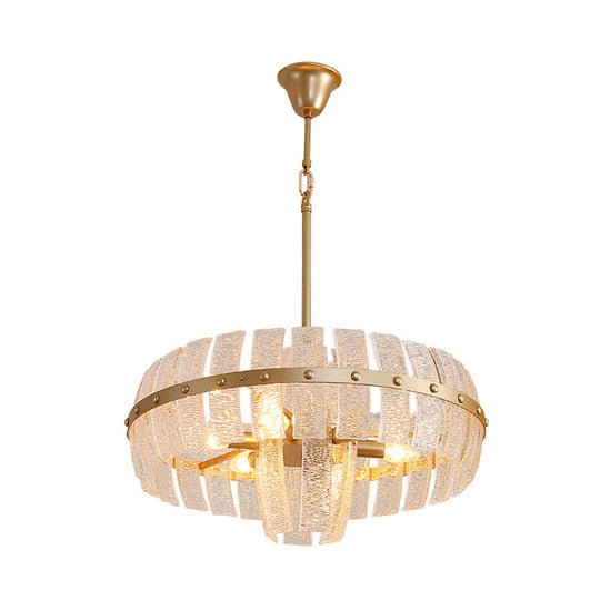Modern Crystal Chandelier Lamp - Round Brass Ceiling Light 6/8 Heads 23.5’/31.5’ Wide