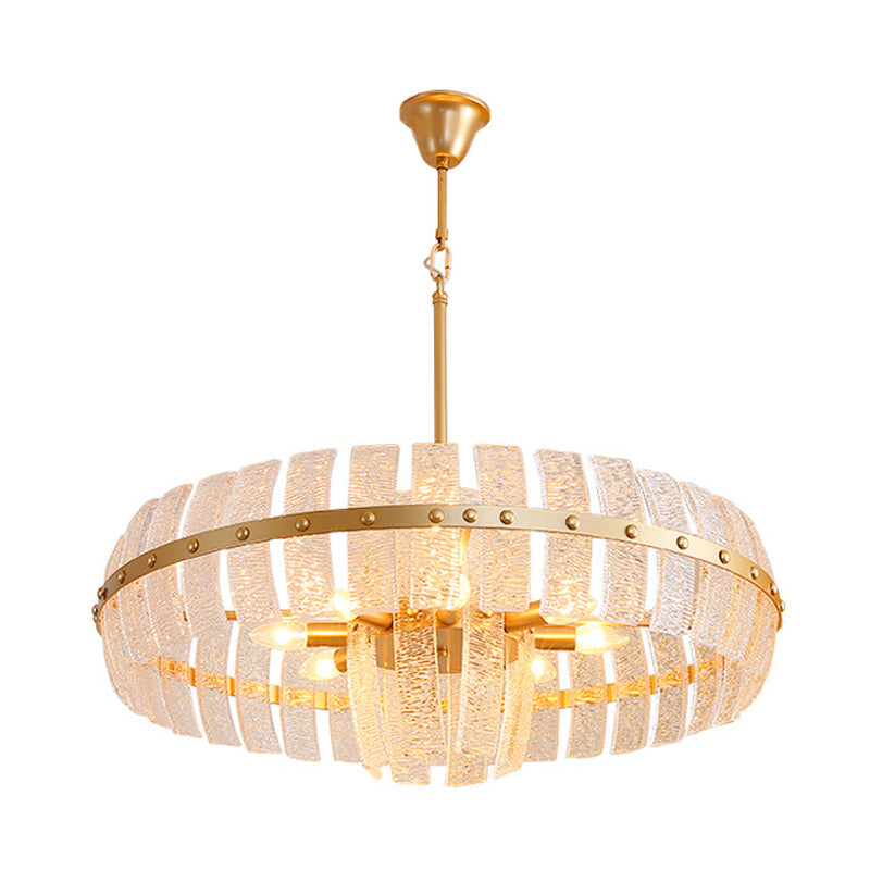 Modern Crystal Chandelier Lamp - Round Brass Ceiling Light 6/8 Heads 23.5’/31.5’ Wide