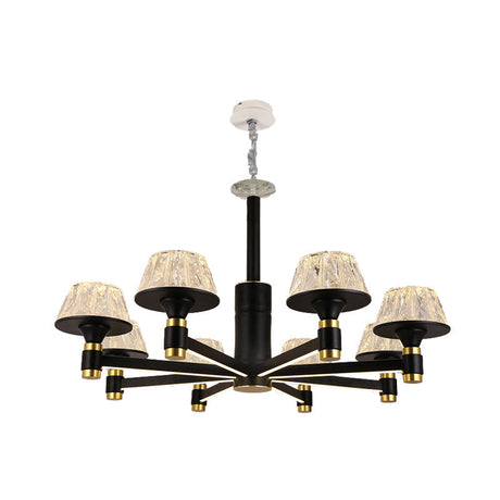 Modernist Crystal Cone Chandelier | Black Pendant Light With 6/8/12 Bulbs Width Options: