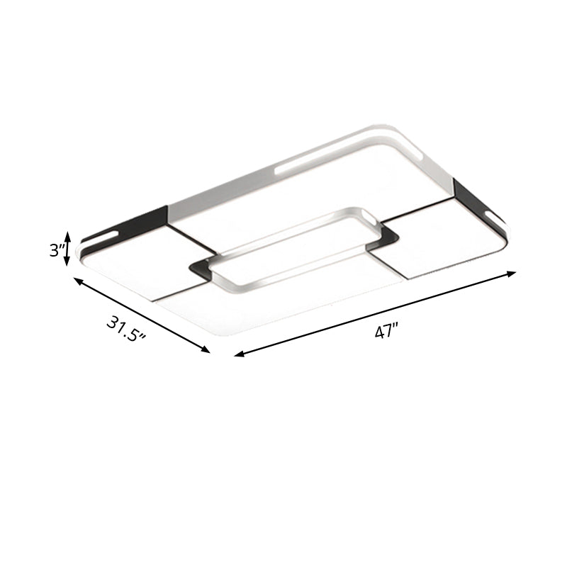 Contemporary White Led Flush Mount Ceiling Light Fixture - 19.5’/35.5’ Wide Acrylic Lamp For