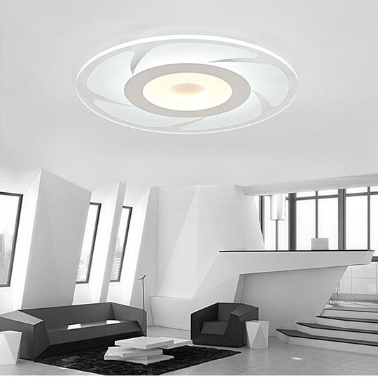 Super Thin Acrylic Windmill Flush Lamp - Modern Style Led Ceiling Mount Light (White/Warm/Inner
