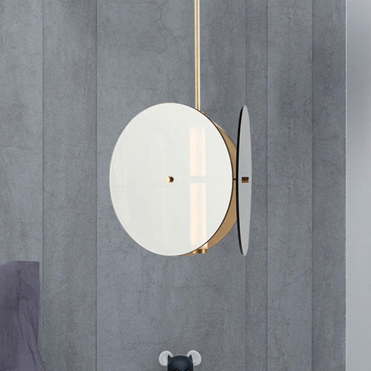 Modern Gold Led Pendant Light With Amber Glass Shade For Dining Room