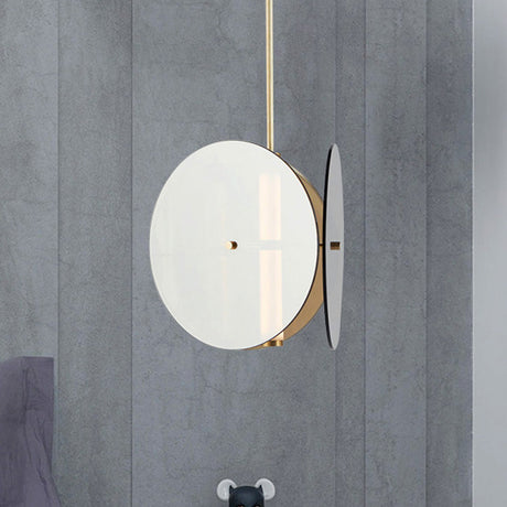 Modern Gold Led Pendant Light With Round Amber Glass Shade For Dining Room