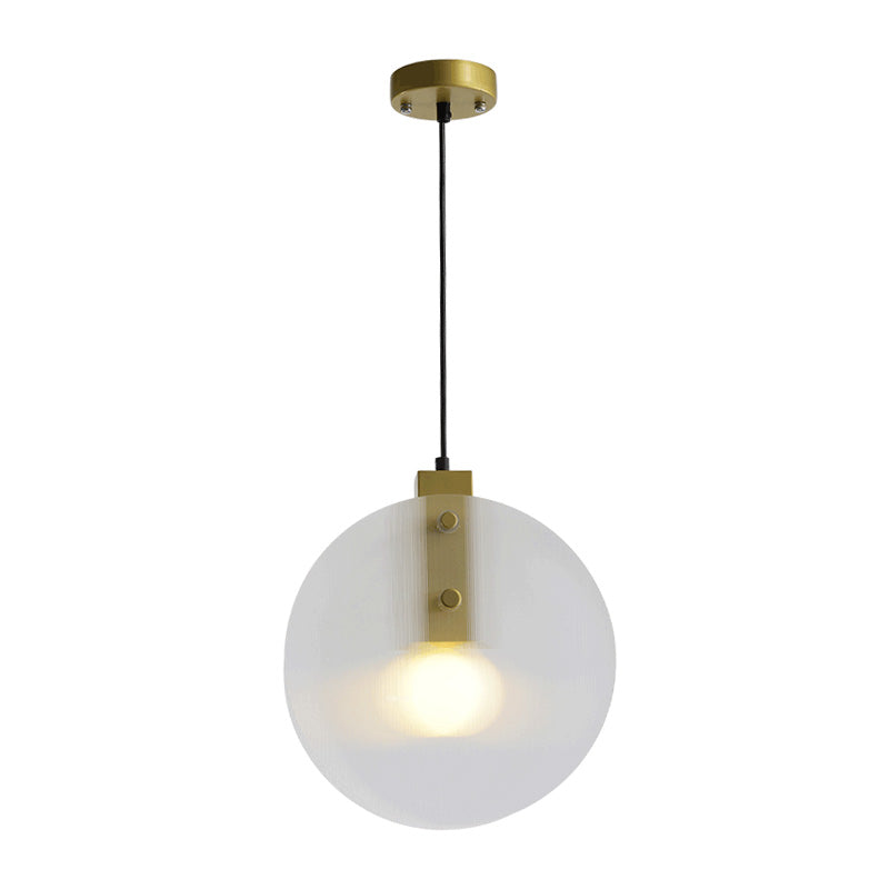 Modern Gold Orb Pendant Lamp With Clear Glass Suspension – Ideal For Dining Room Lighting