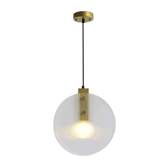 Modern Gold Orb Pendant Lamp With Clear Glass Suspension – Ideal For Dining Room Lighting