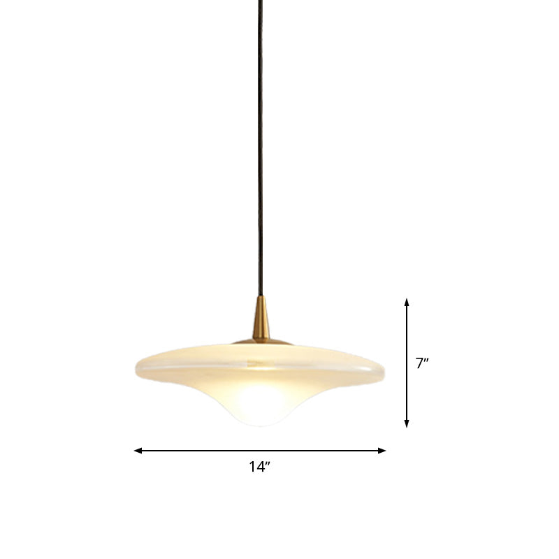 White Glass Contemporary Flare Pendant Lamp For Down Lighting In Restaurants - 1 Bulb