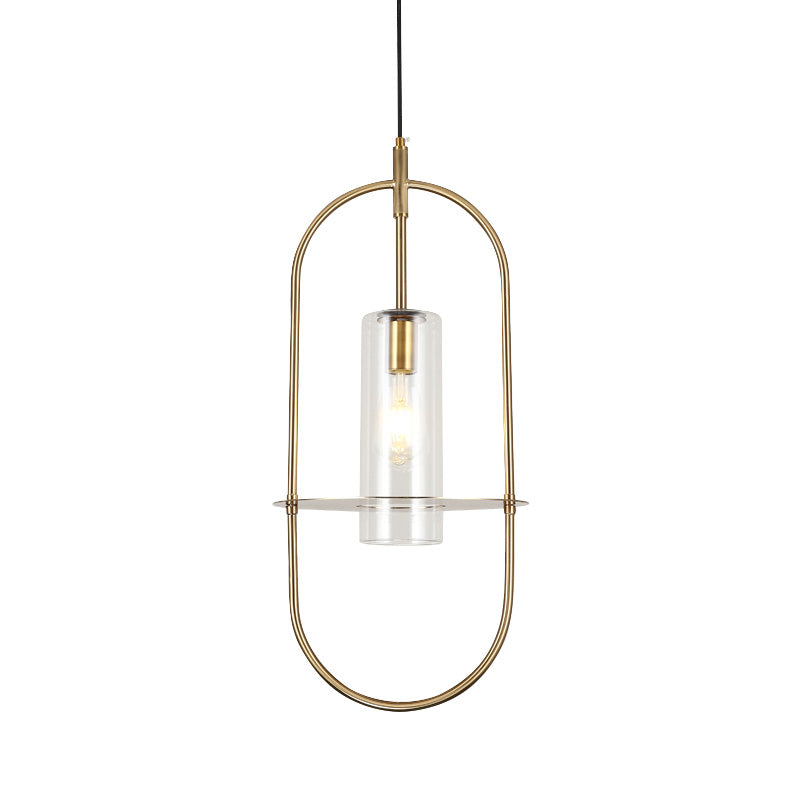 Modern Gold Metal Cylinder Hanging Light Fixture - 1 Ceiling Pendant For Living Room