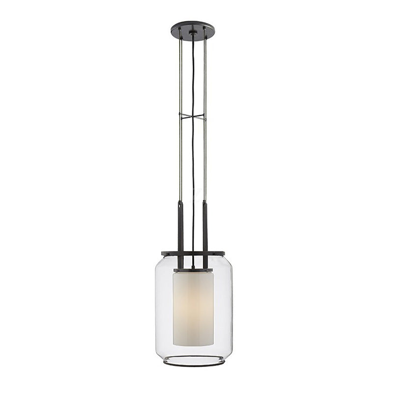 Modern Black Hanging Pendant With Clear Glass Shade For Bedroom - Down Lighting