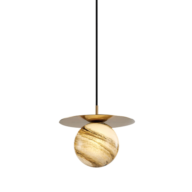 Modern Frosted Glass Sphere Pendant Light With Led Bulb - Gold Finish For Kitchen Ceiling