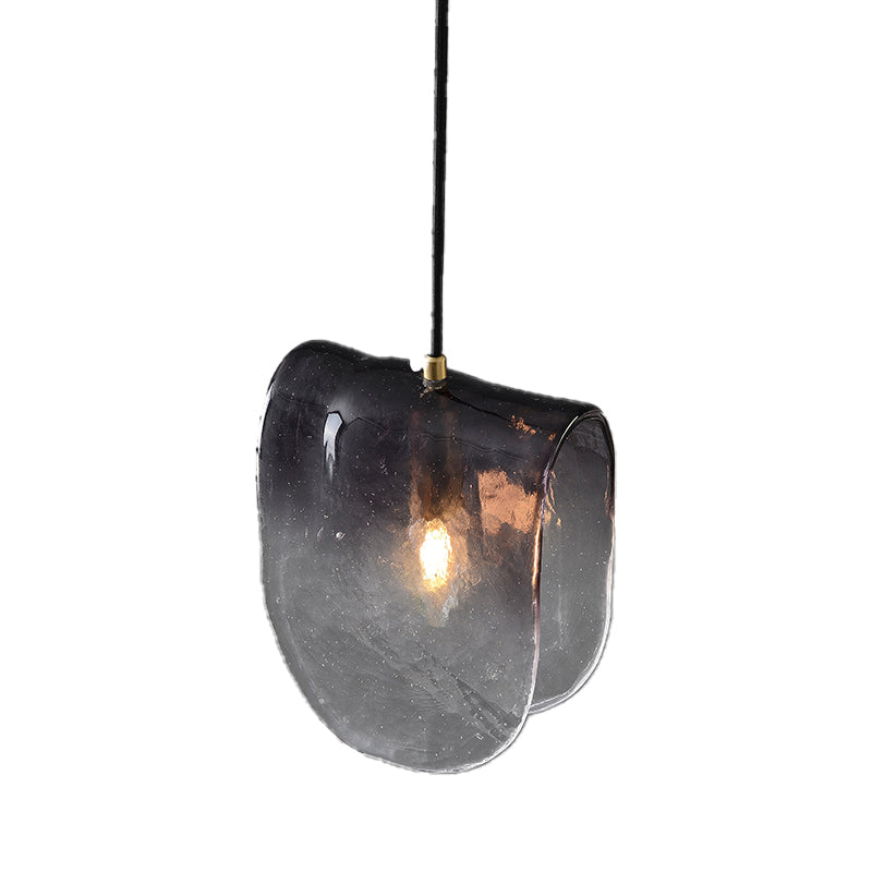 Modernist Brass Pendant Lighting With Curve Water Glass Ceiling Light - Ideal For Restaurants