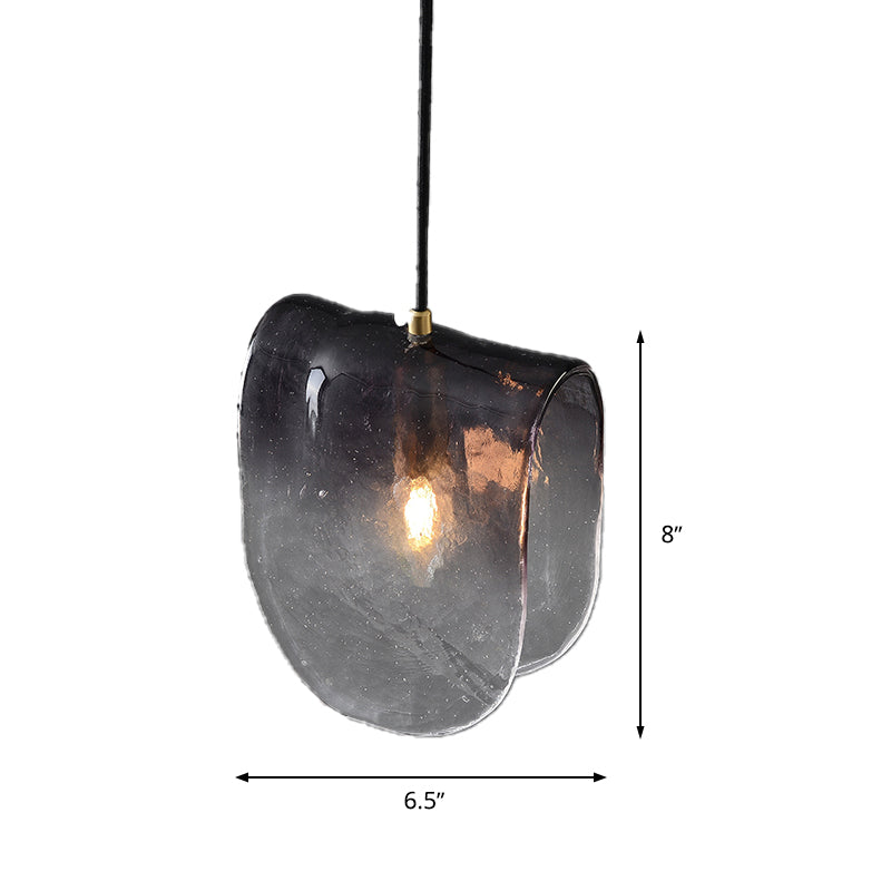 Modernist Brass Pendant Light For Restaurants - Curve Glass Water Ceiling Lighting 1 Bulb