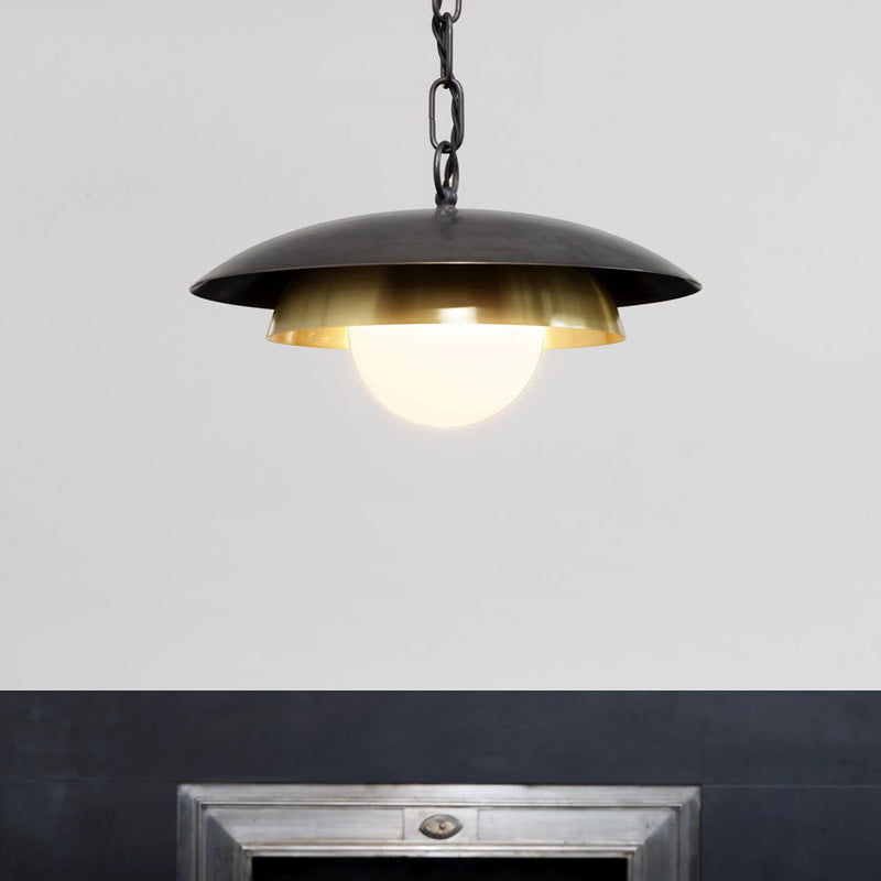 Contemporary Metal Ball Ceiling Lamp: 1-Head Brass Pendant Light For Porch