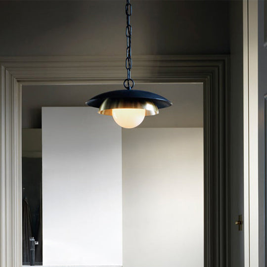 Contemporary Metal Ball Ceiling Lamp: 1-Head Brass Pendant Light For Porch