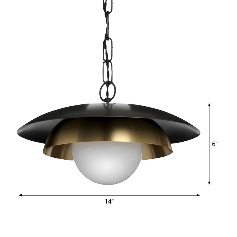 Contemporary Metal Ball Ceiling Lamp: 1-Head Brass Pendant Light For Porch