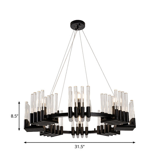 Contemporary Circular Iron Chandelier Lamp With Crystal Tube - 6/8 Lights Ceiling Light Fixture In