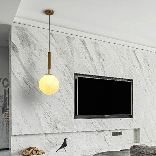 Gold Led Bedroom Pendant Lamp With Frosted Glass Shade