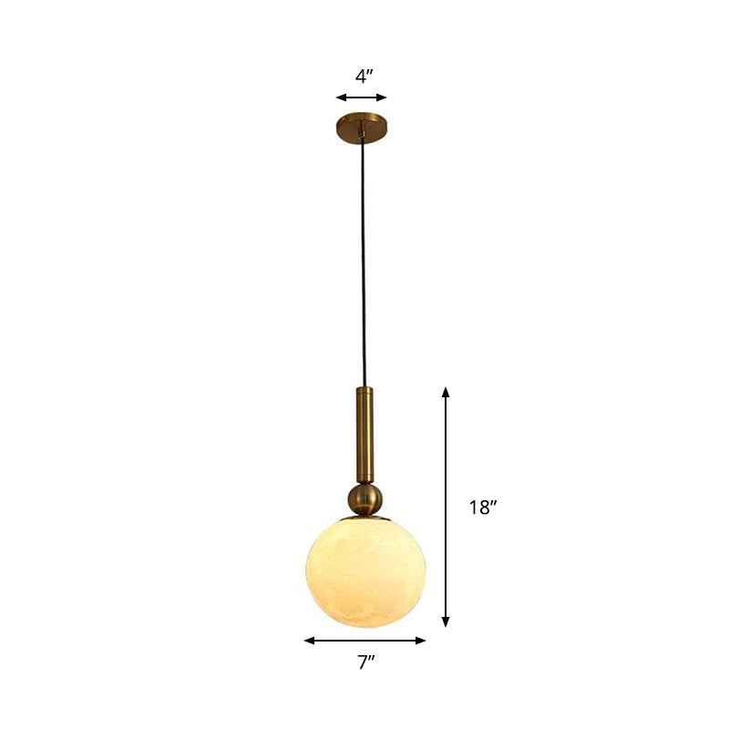 Simple Gold Led Bedroom Pendant Lamp With Frosted Glass Shade