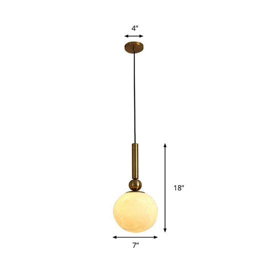 Simple Gold Led Bedroom Pendant Lamp With Frosted Glass Shade