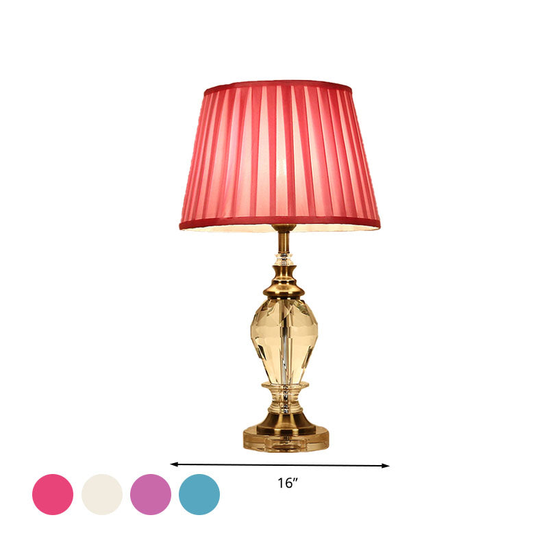 Traditional Style Crystal Nightstand Table Lamp In Pink/Blue/Beige For Living Room