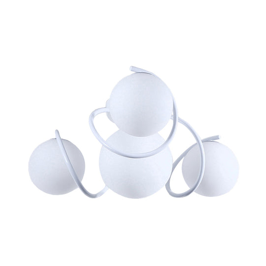 Orb Opal Glass Semi Flush Light - Traditional Black/White 4/7 Lights Living Room Ceiling Lighting