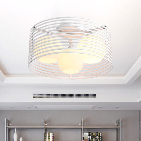 Classic Globe Milky Glass Flush Mount Ceiling Light With 3 Lights - Black/White Ideal For Living