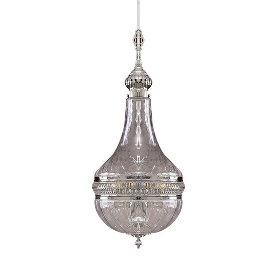 Clear Glass Brass/Chrome Gourd Chandelier - 12/16 Wide Colonial Design 4 Bulbs Ceiling Light