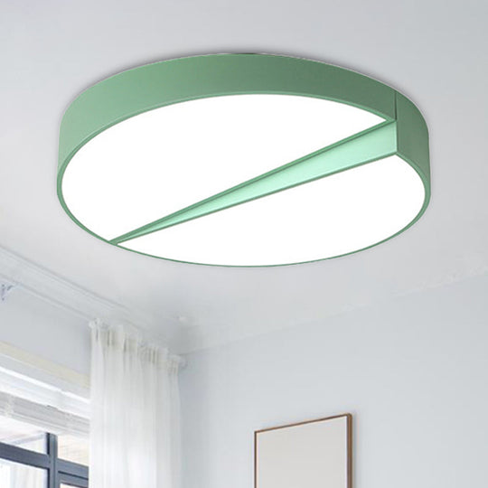 Stylish Half-Round Led Flush Ceiling Light For Dining Room - Macaron Loft Design Green / 15