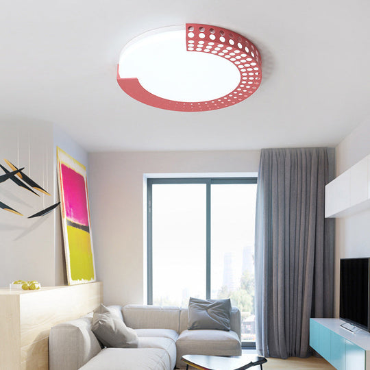 Circle Led Ceiling Light For Baby Room With Half - Ring Acrylic Design