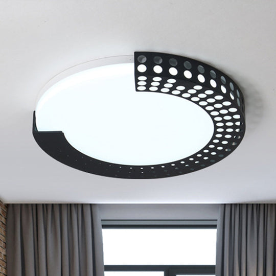 Circle Led Ceiling Light For Baby Room With Half - Ring Acrylic Design Black / 16’ Warm