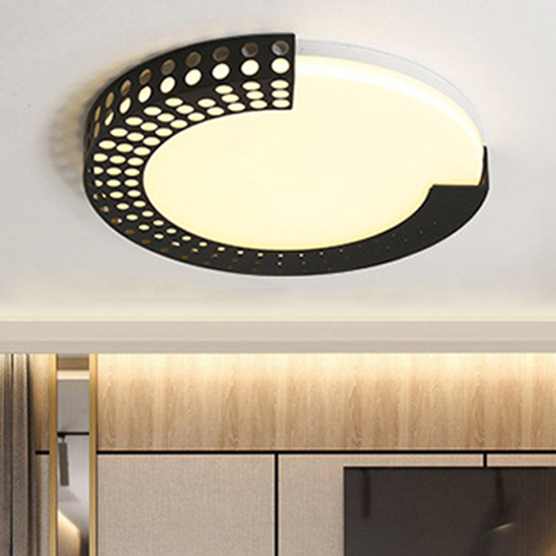 Circle Led Ceiling Light For Baby Room With Half-Ring Acrylic Design