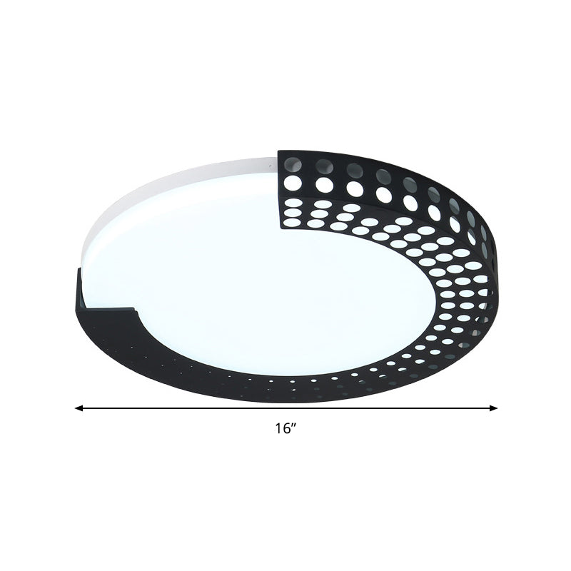 Circle Led Ceiling Light For Baby Room With Half-Ring Acrylic Design