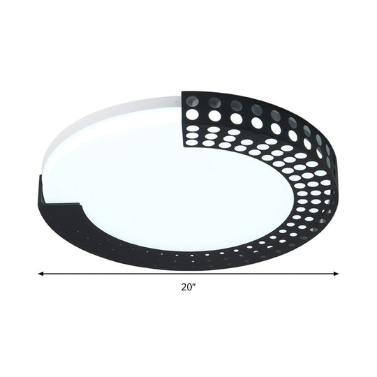 Circle Led Ceiling Light For Baby Room With Half-Ring Acrylic Design